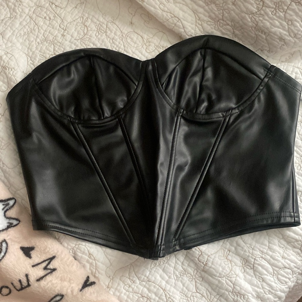 Black leather corset